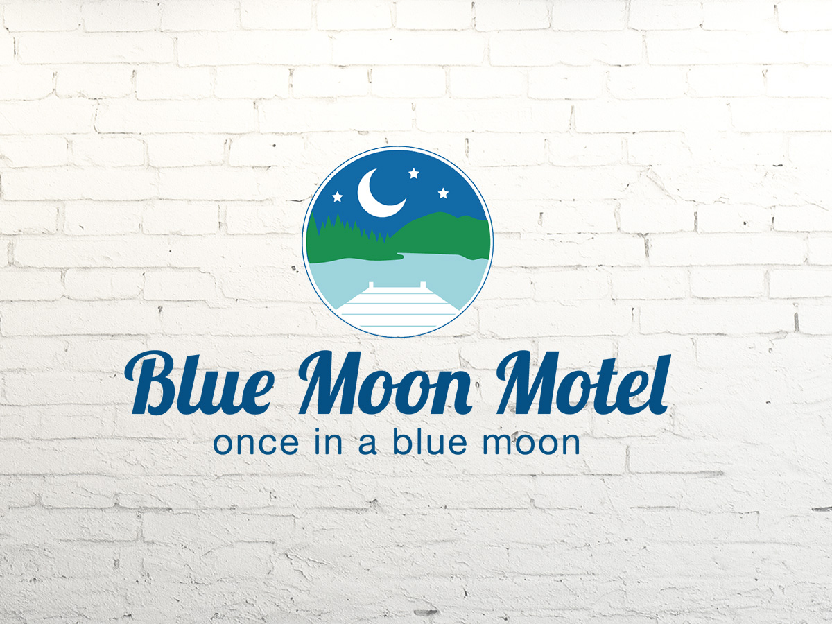 blue moon motel logo design