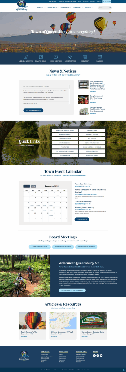 town of queensbury wbsite